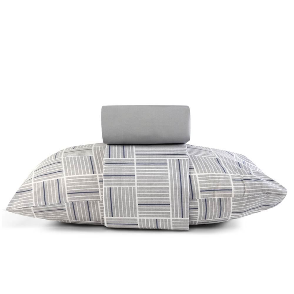 Jogo De Cama Solteiro Micropercal 180 Fios Havan Casa 3 Pçs - Detroit Geo Cinza
