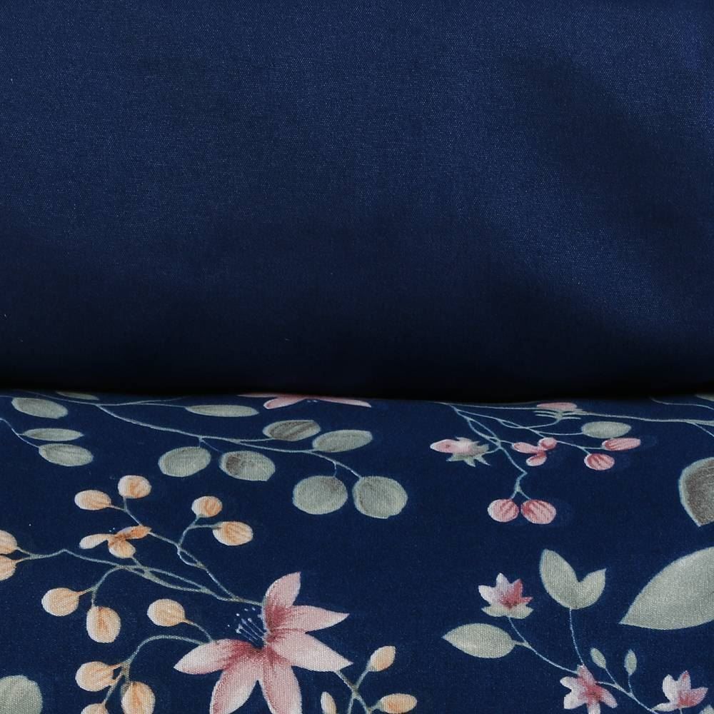 Jogo De Cama Solteiro Micropercal 180 Fios Havan Casa 3 Pçs - Jungle Marinho Flowers