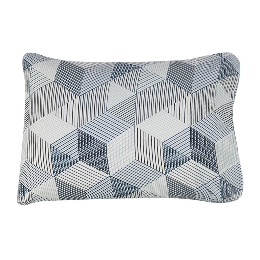 Jogo de Cama Solteiro Napoli Havan Casa 3 Peças - Cubos Geométricos Azul