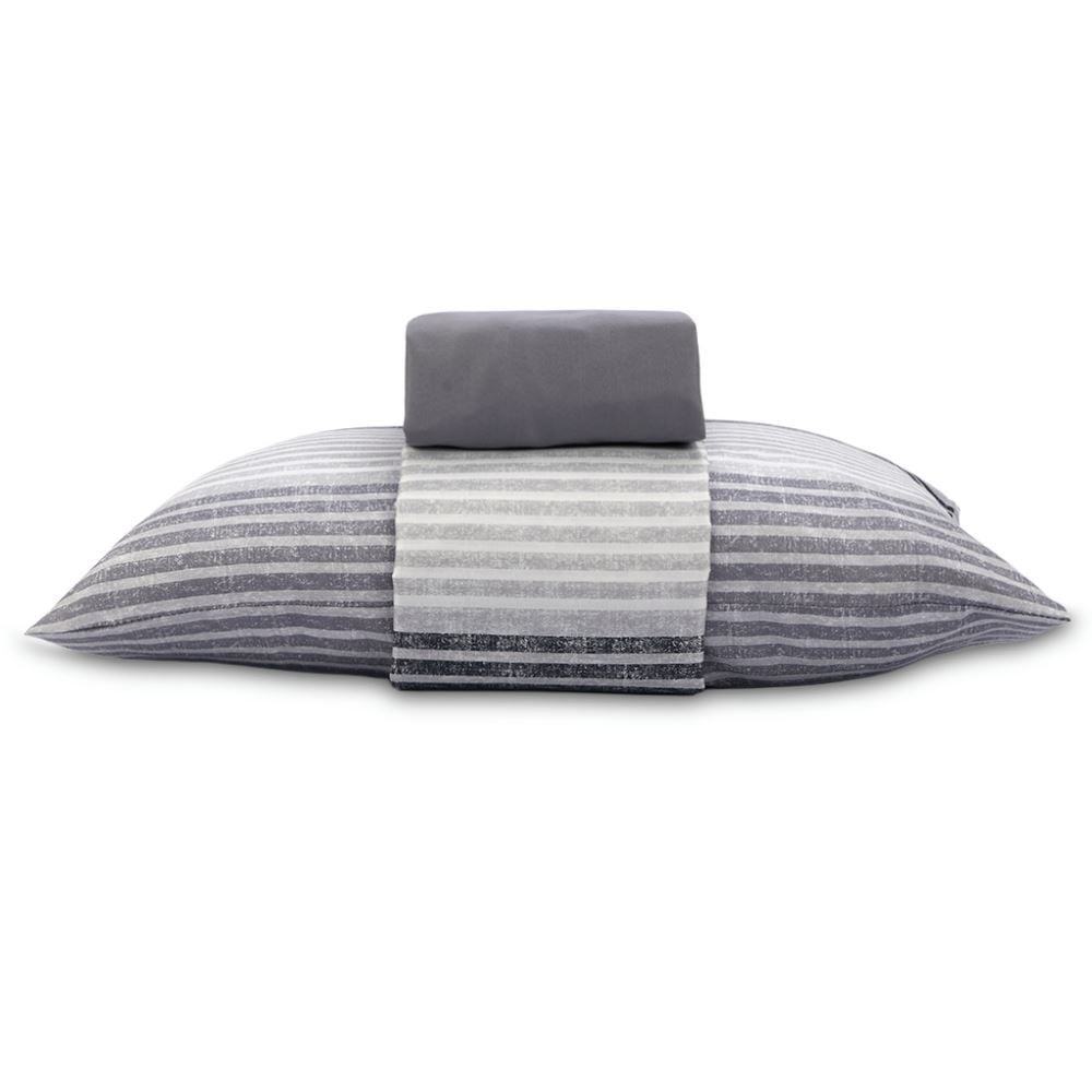 Jogo de Cama Solteiro Napoli Havan Casa 3 Peças - Fabricio Listra Cinza