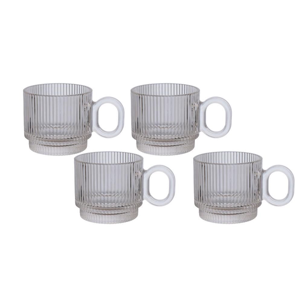 Jogo De Canecas Vidro 170Ml Graffiato Hauskraft - 4 Peças