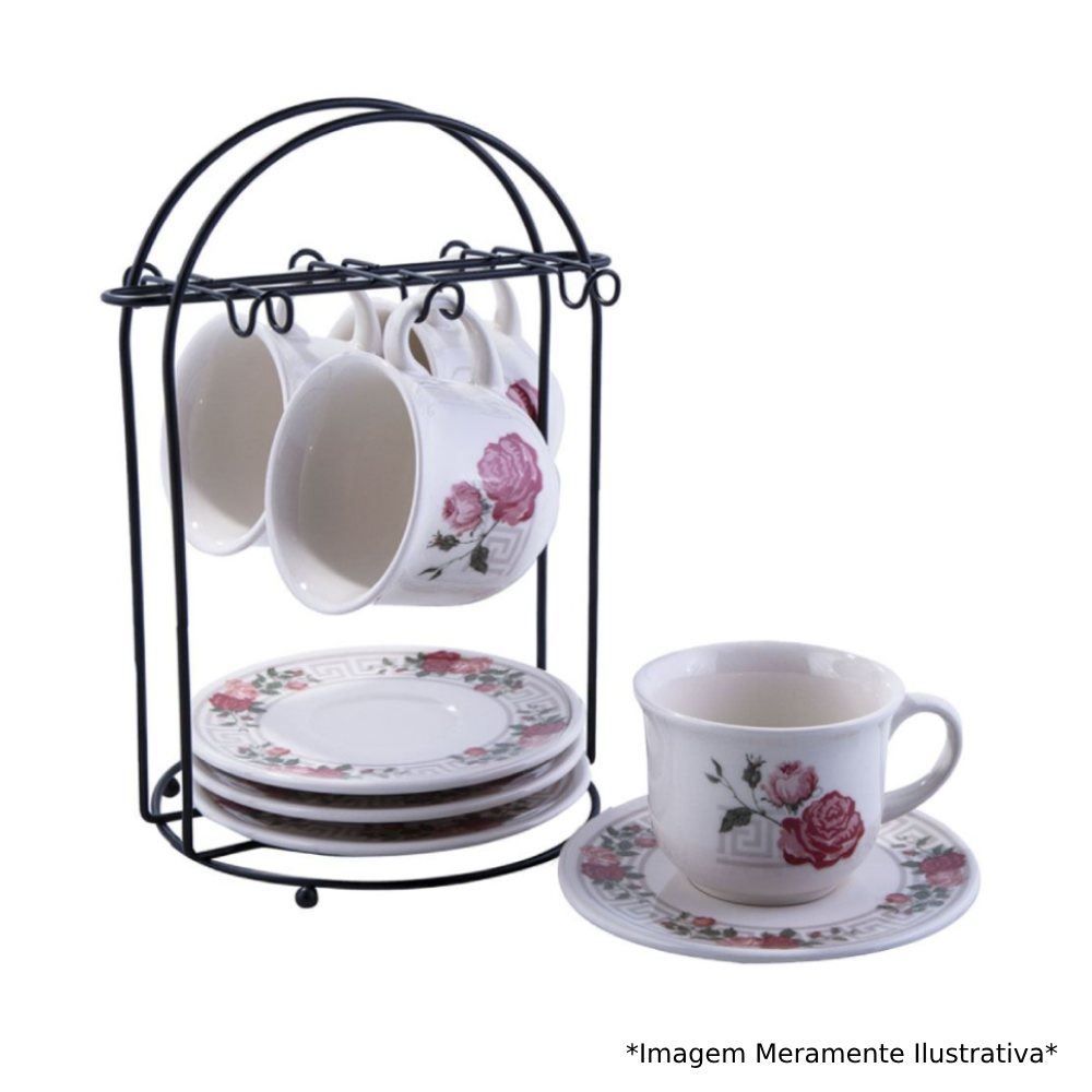 Jogo De Xícara De Chá New Bella Biona 12 Pçs - Cerâmica