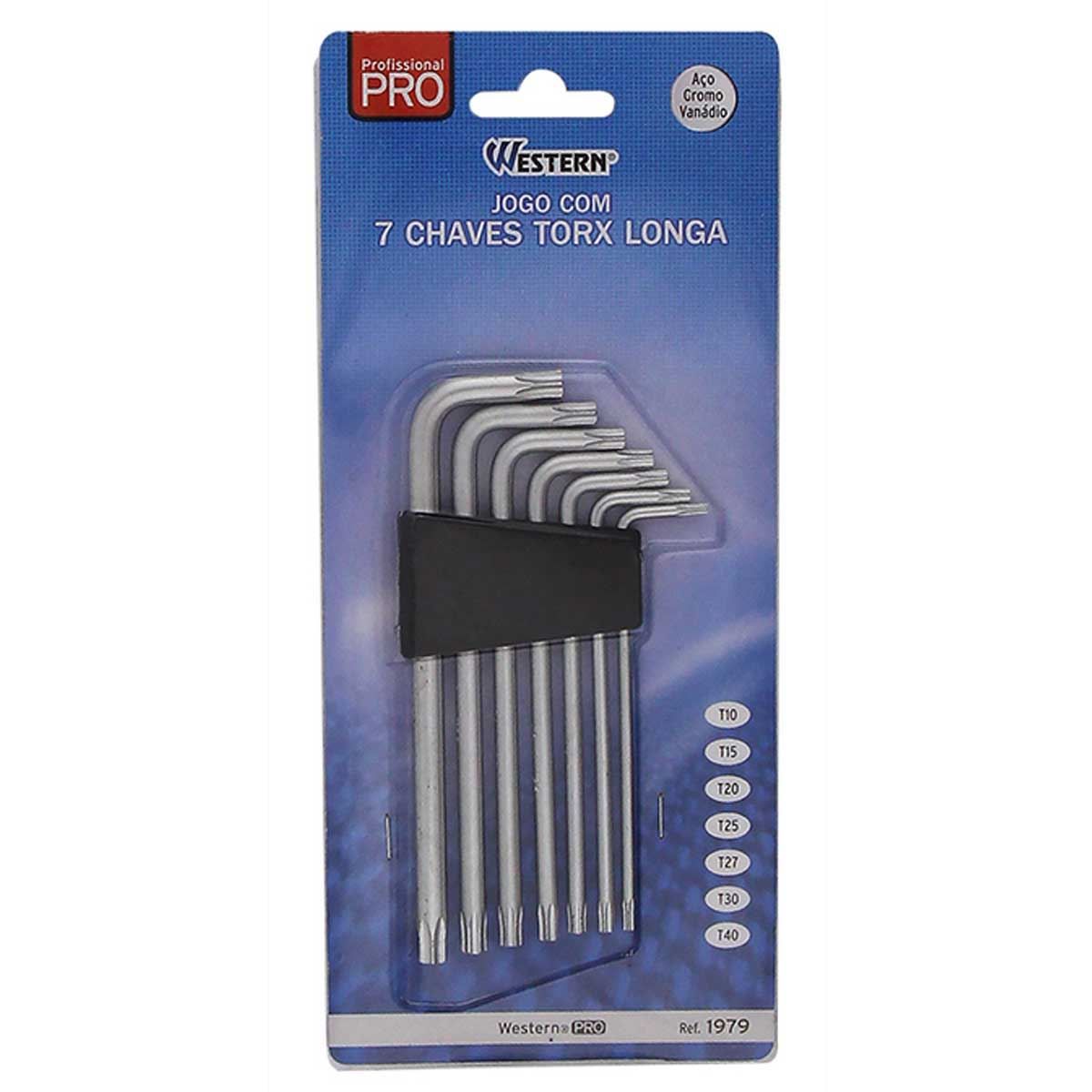 Jogo de Chaves Torx Longa com 7 Peças 1979 Western - Prata