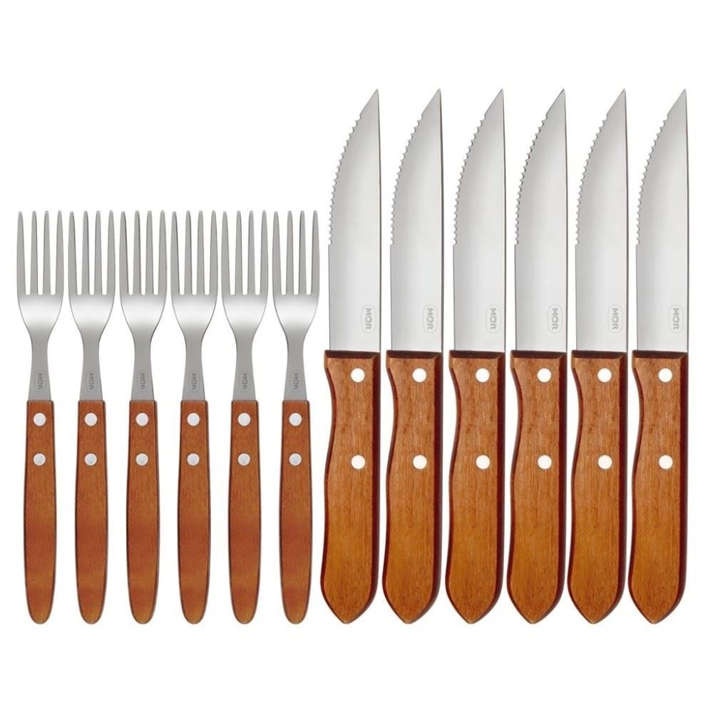 Jogo de Churrasco Garfo e Faca Mor Aço Inoxidável 12 Peças - 12 Peças