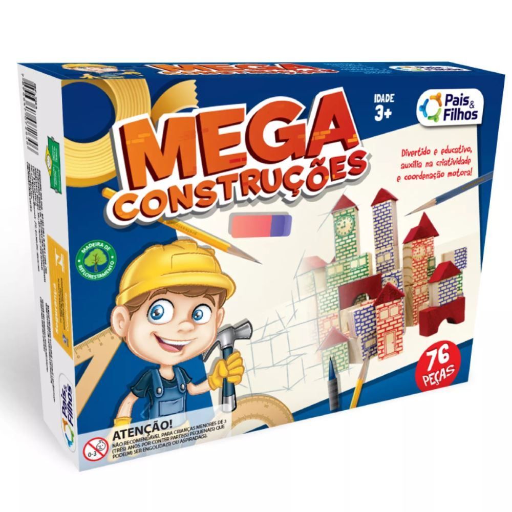 Jogo De Construções 76 Peças De Madeiara - 7395
