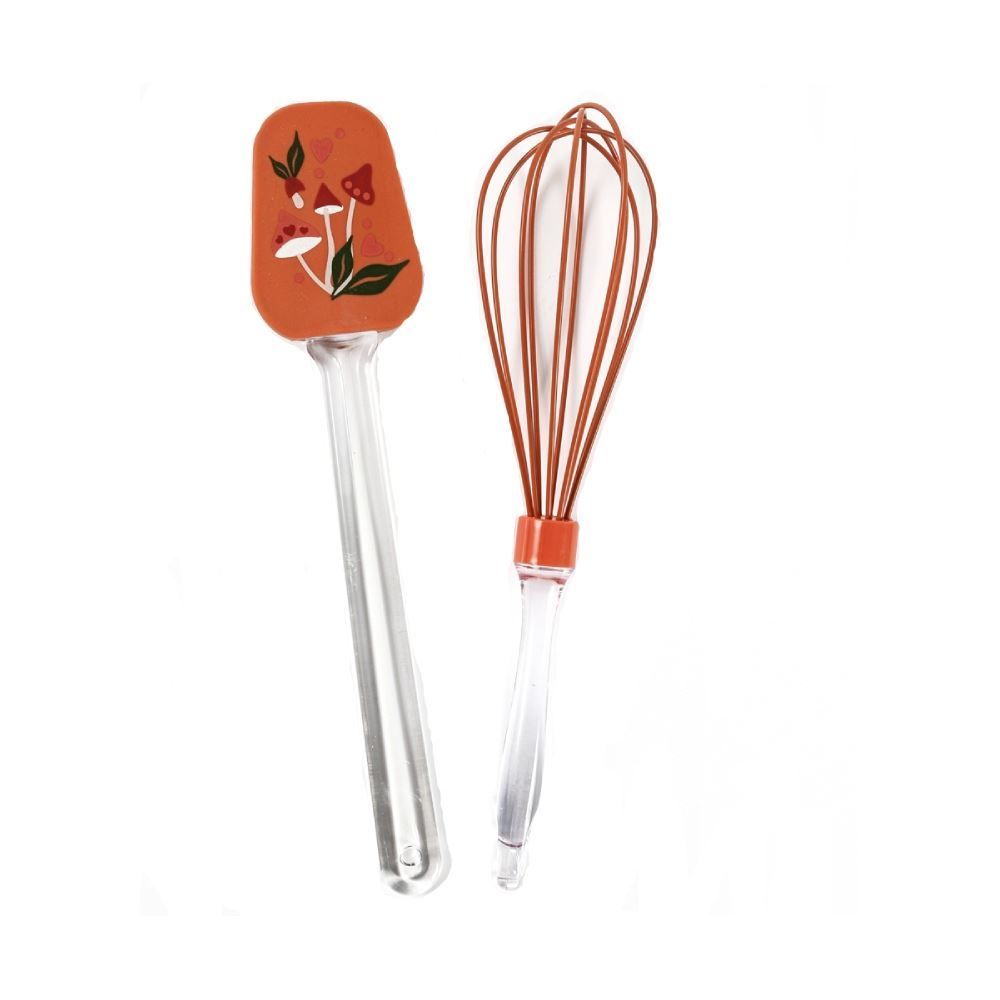 Jogo De Espátula E Fouet De Silicone Cogumelo Havan Casa 2 Pçs - Laranja