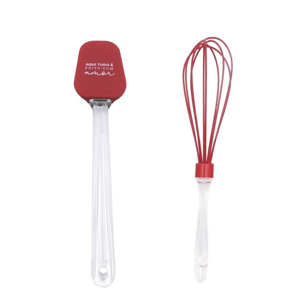 Jogo De Espátula E Fouet De Silicone Feito Com Amor Havan Casa - 2 Peças