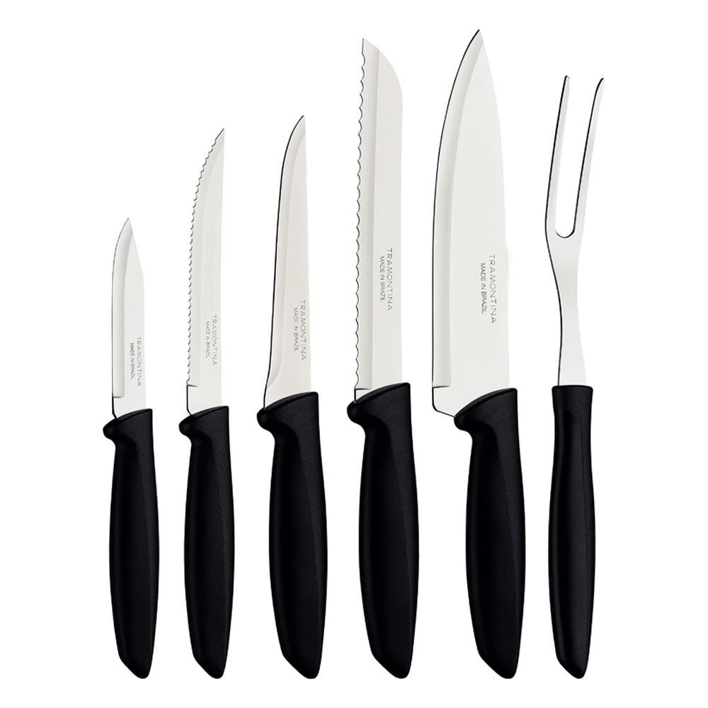 Jogo De Facas Inox Plenus Pre 6 Peças Tramontina - Preto