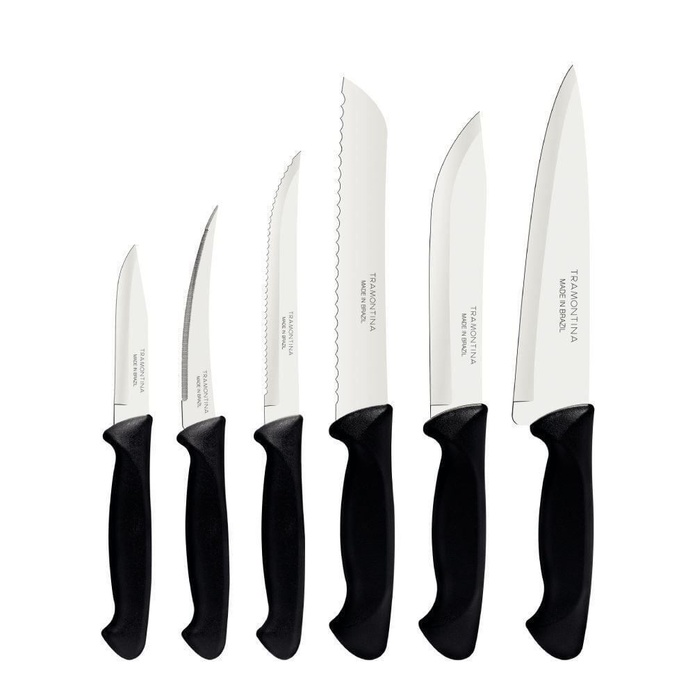 Jogo De Facas Inox Usual Tramontina 6 Peças - Preto