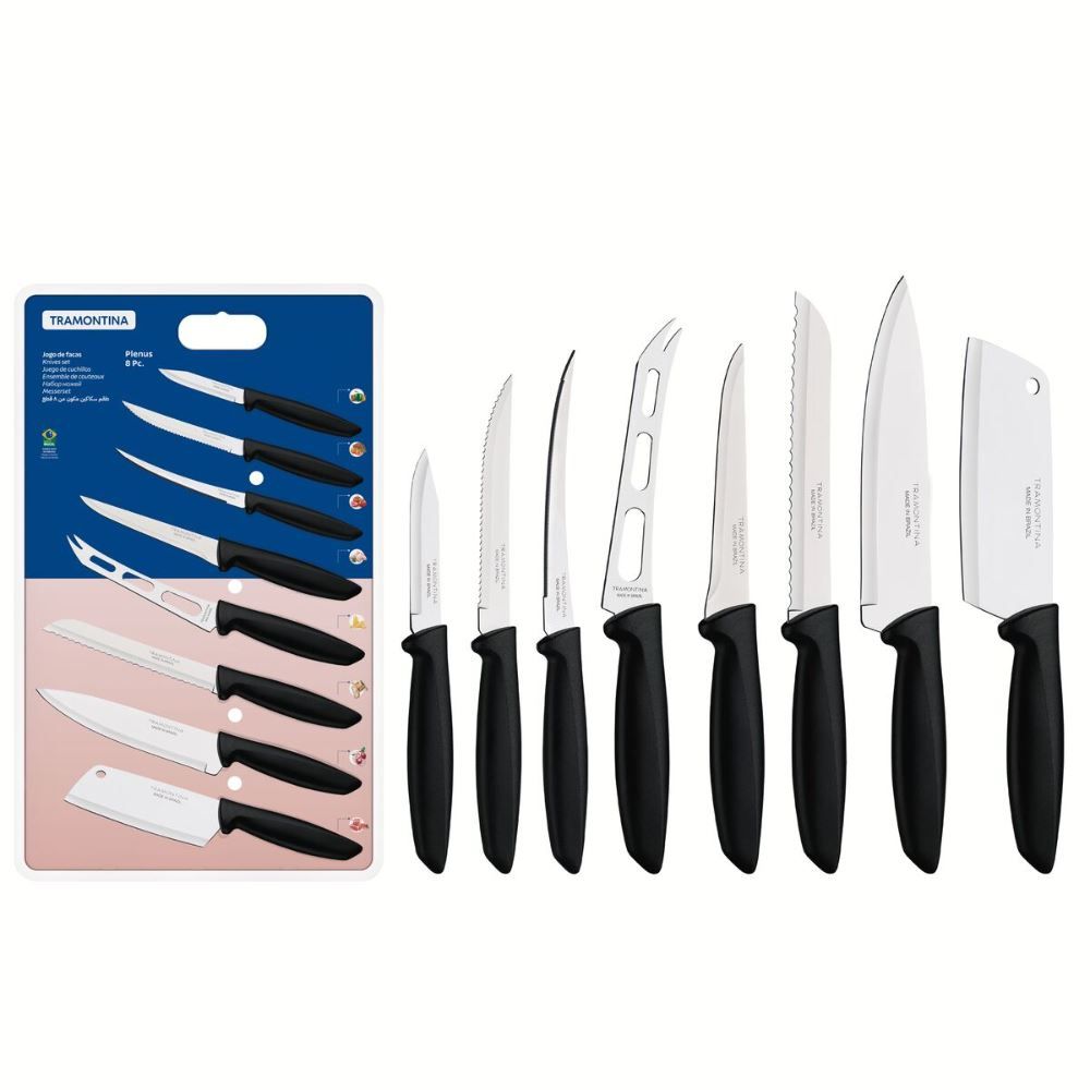 Jogo De Facas Plenus Tramontina 8 Peças - Aço Inox