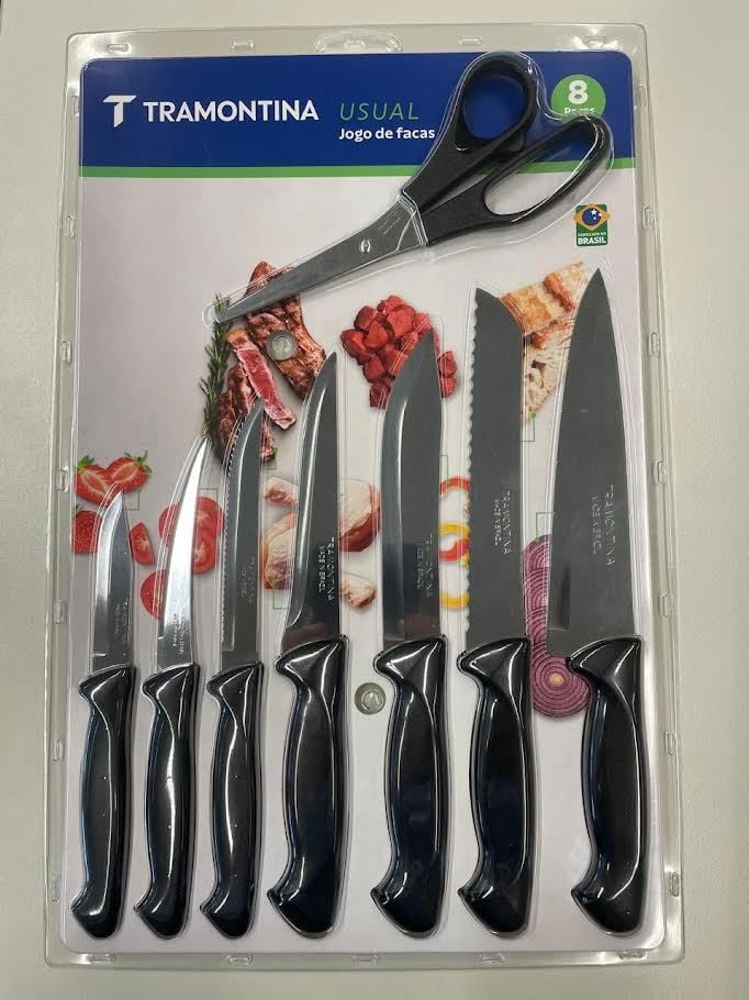 Jogo de Facas Tramontina Lâminas em Aço Inox 8 Peças