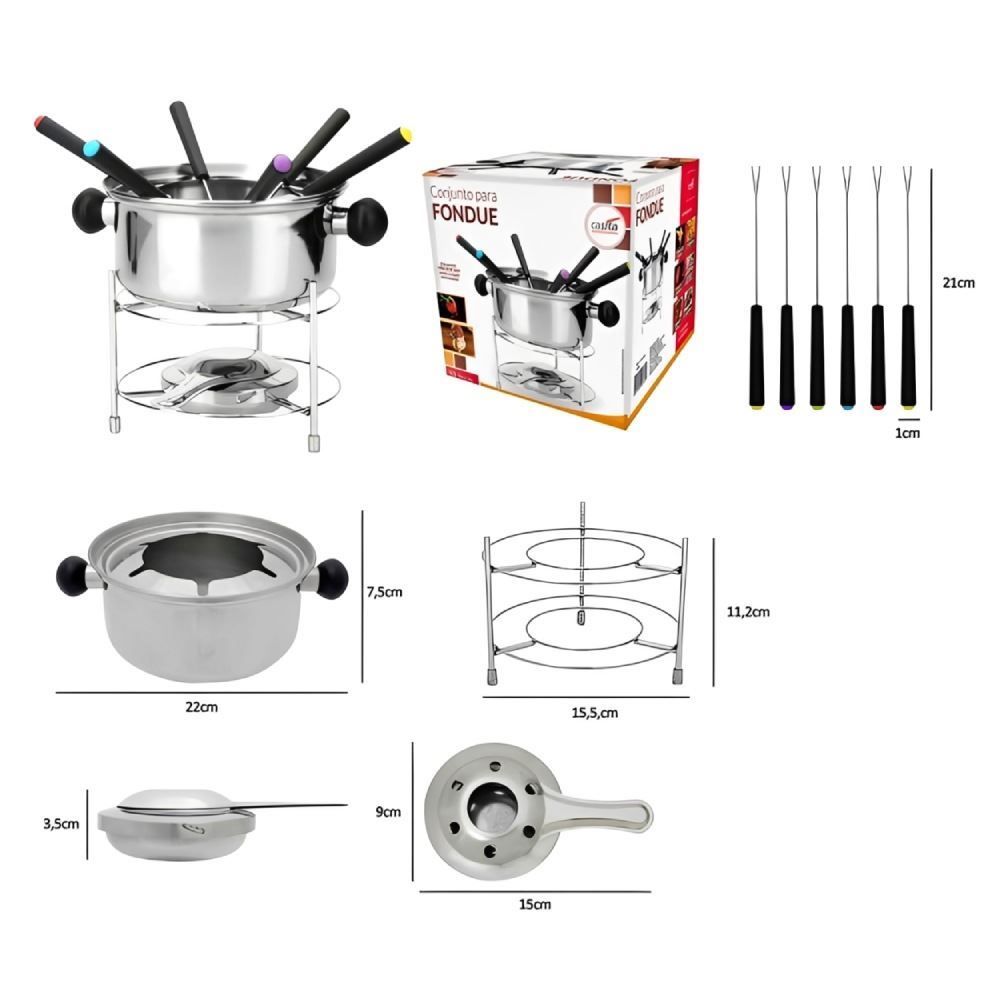 Jogo de Fondue Inox Imporiente - 10 Peças