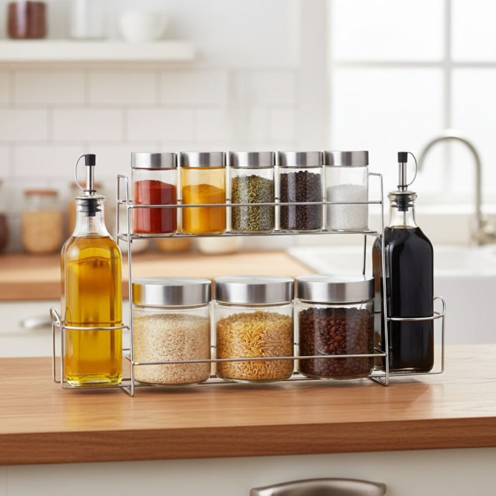 Jogo de Galheteiro e Porta Tempero com Suporte Havan Casa - 10 Peças