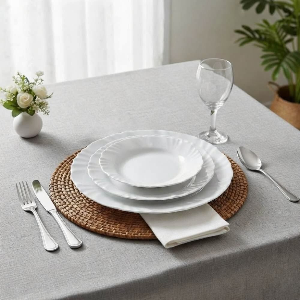 Aparelho de Jantar Opaline Pétala com Taças Nadir 16 Peças - Branco