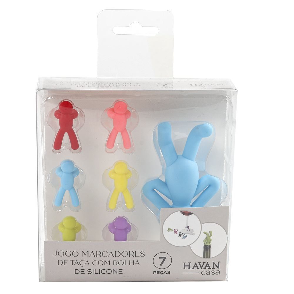 Jogo De Marcadores De Taças Com Rolha De Silicone Havan Casa 7 Pçs - Sortido