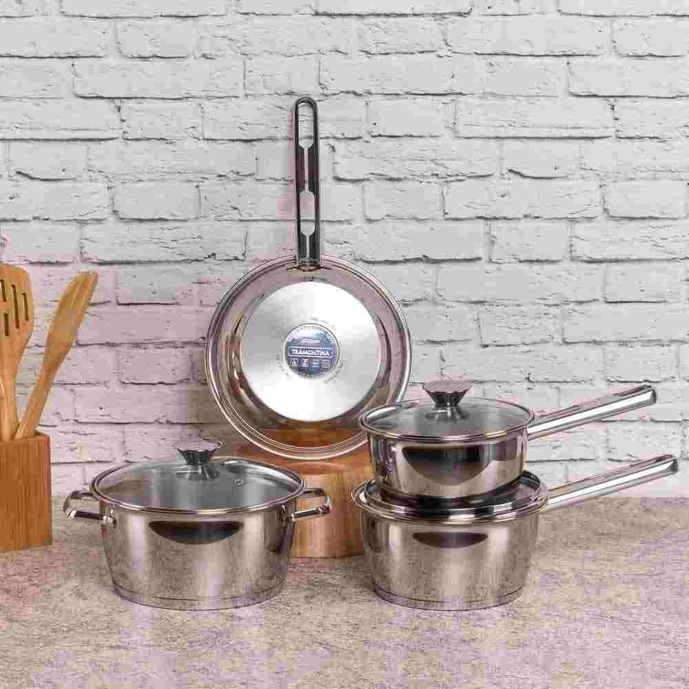 Jogo De Panelas Tramontina Indução Allegra 4 Peças - Inox