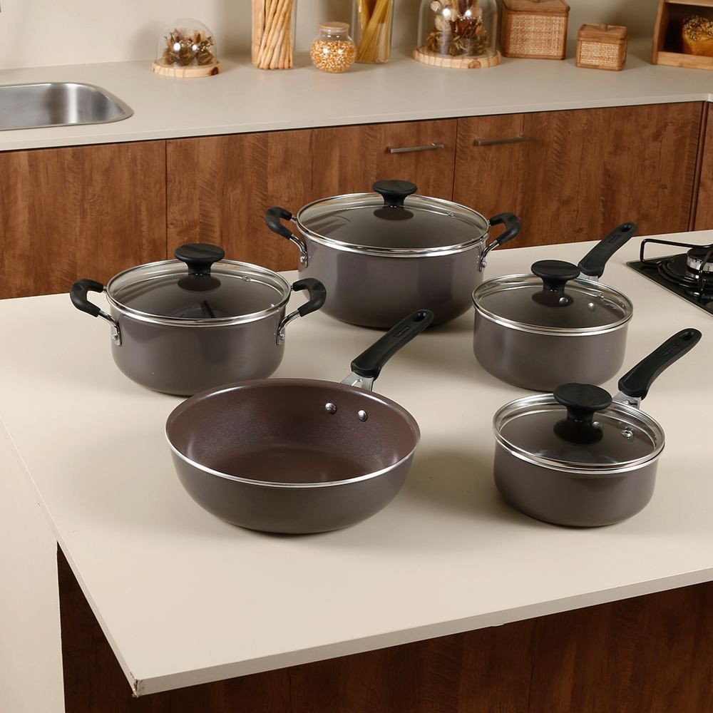Jogo de Panelas Indução Tunis Tramontina 5 Peças - Marrom