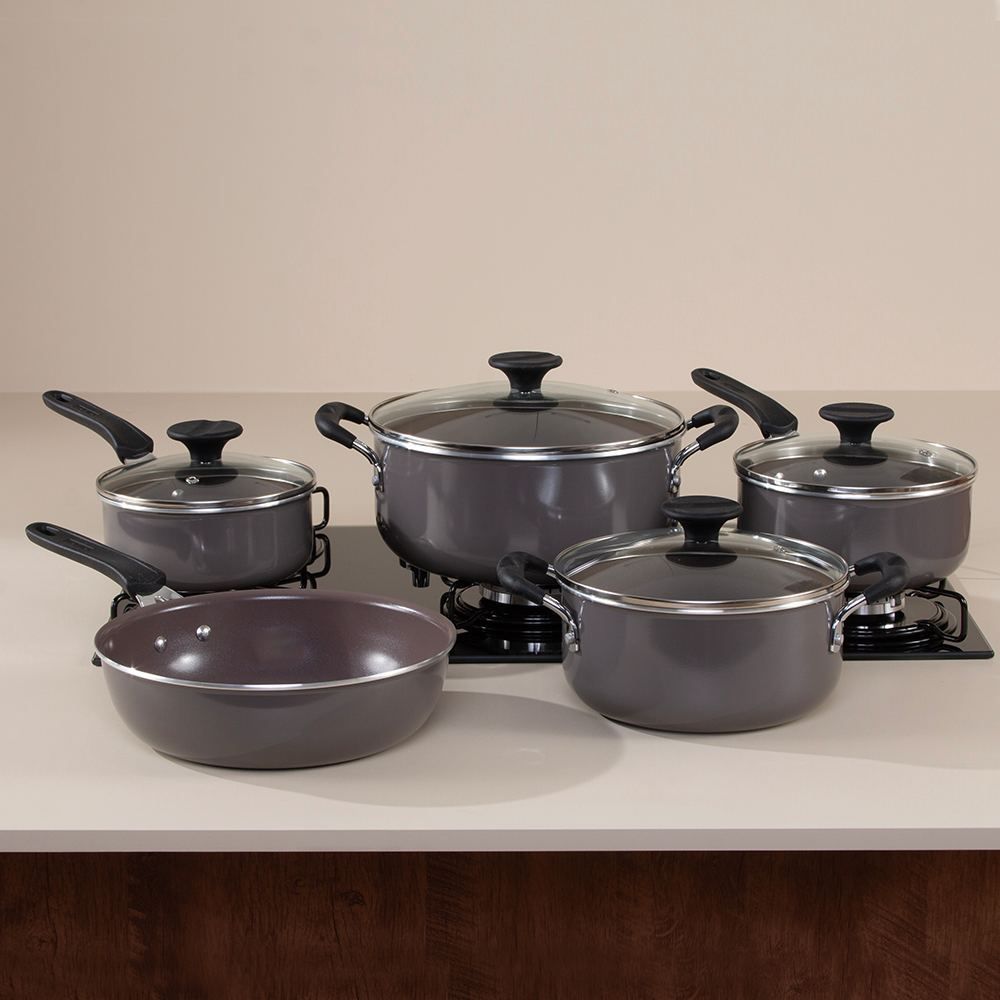 Jogo de Panelas Indução Tunis Tramontina 5 Peças - Marrom