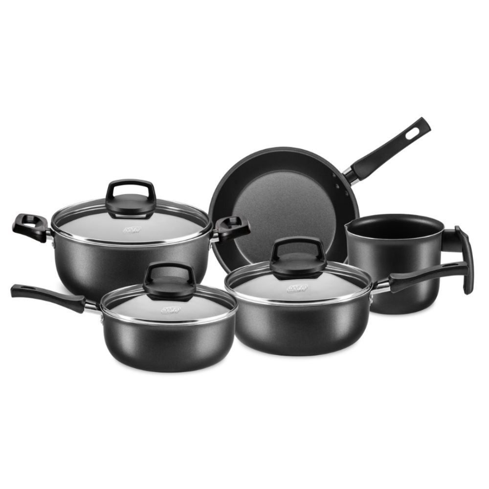 Jogo De Panelas Alumínio Superflon Safira Mta 5 Peças - Preto