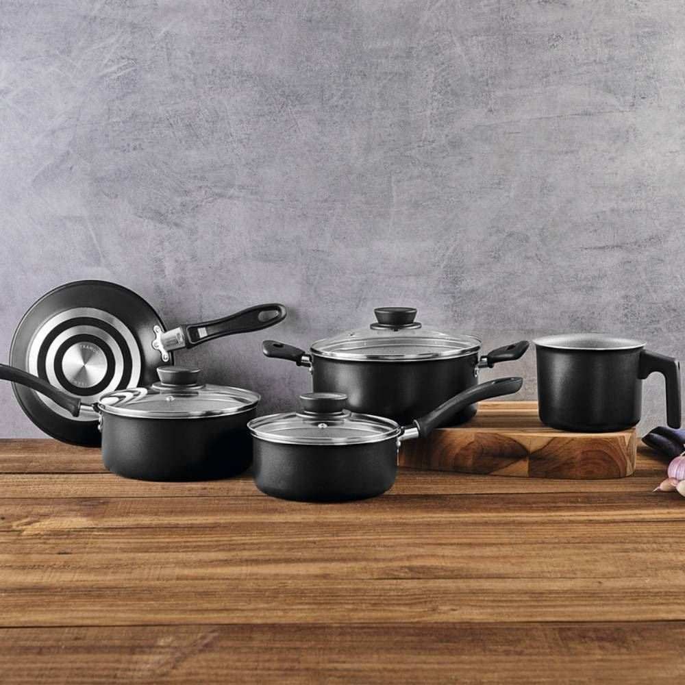 Jogo de Panelas Linz Tramontina 5 Peças - Preto 