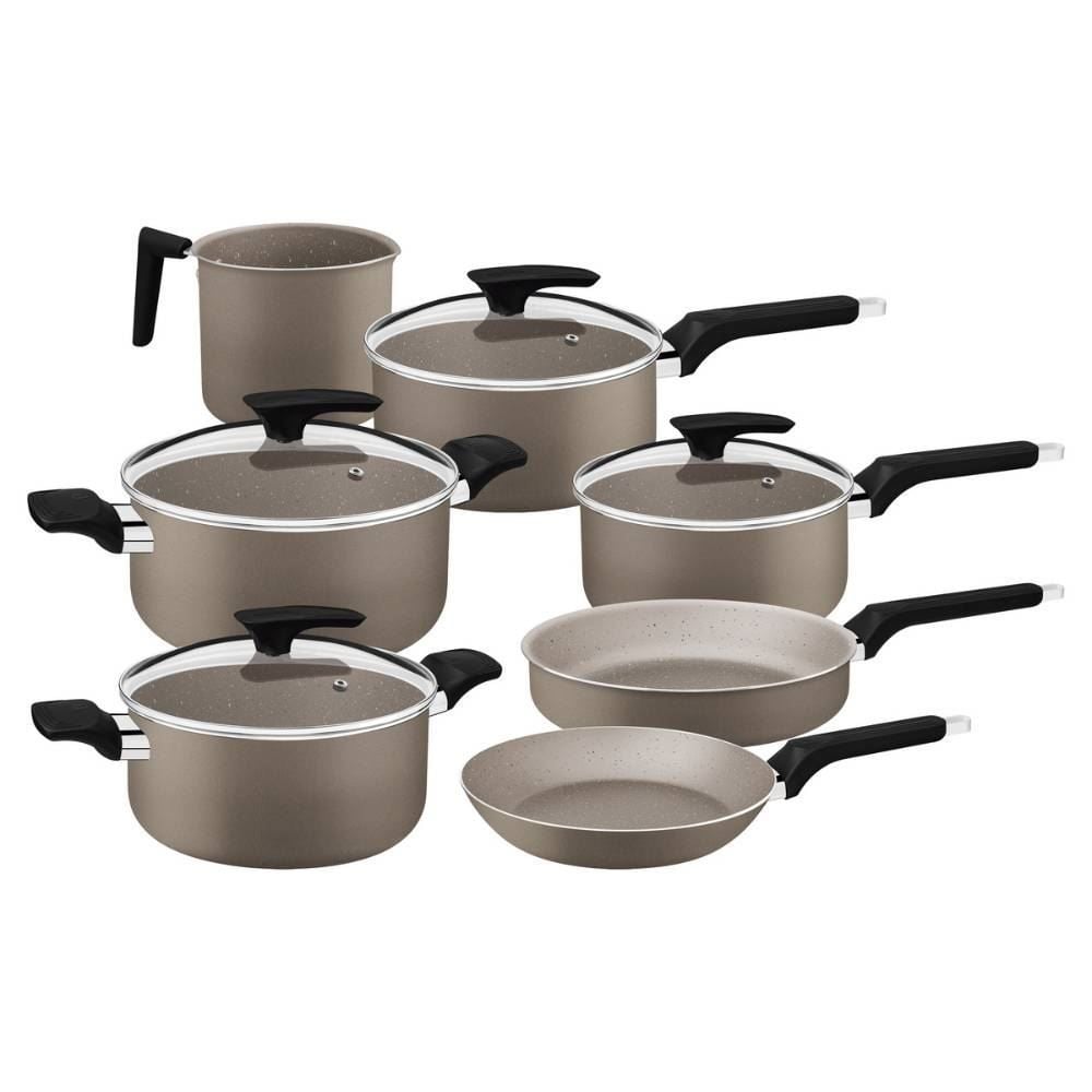 Jogo De Panelas Tramontina Milazzo Starflon Max Amêndoa - 7 Peças