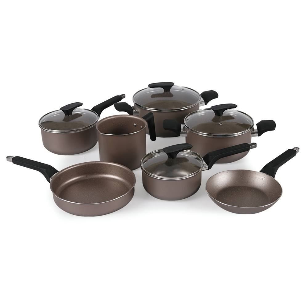 Jogo de Panelas Tramontina Milazzo Starflon Max Amêndoa - 7 Peças