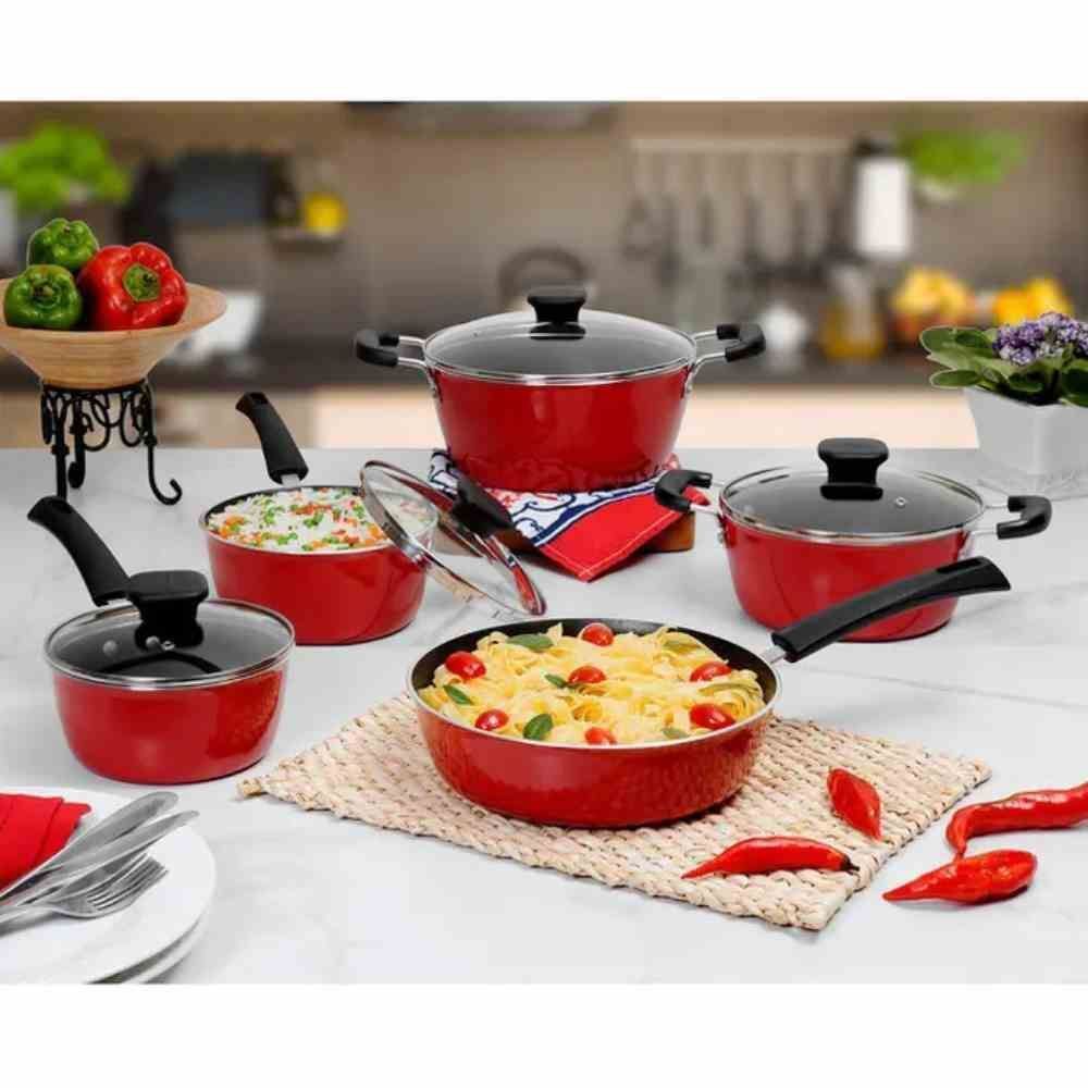 Jogo De Panelas Tramontina Piacenza 5 Peças - Vermelho