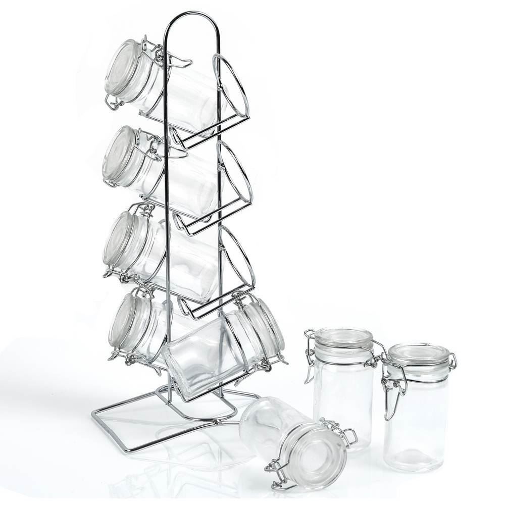 Jogo de Porta Condimentos e Suporte Havan Casa 8 Peças - Vidro