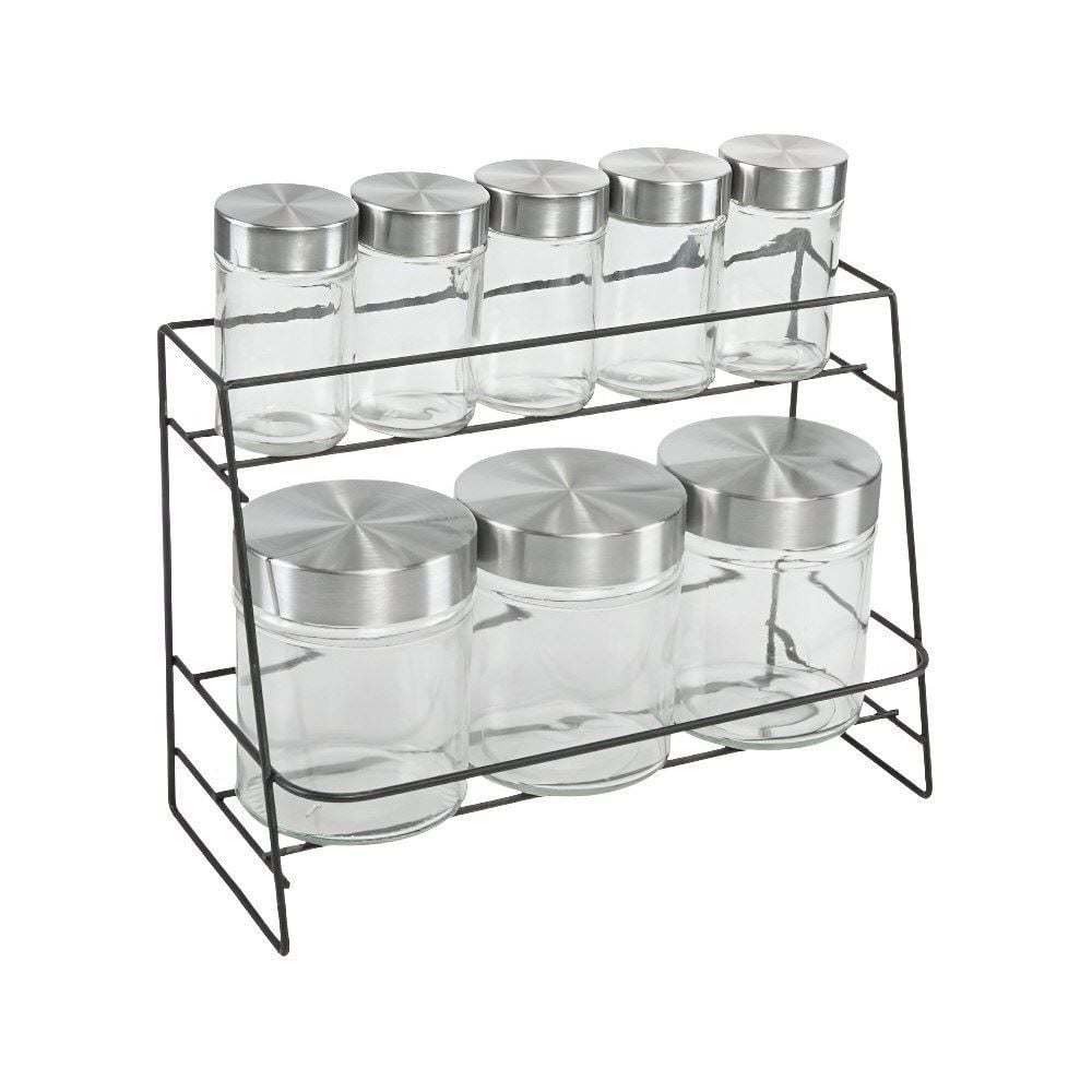 Jogo De Porta Condimentos Com Suporte Havan Casa 8 Peças - Preto