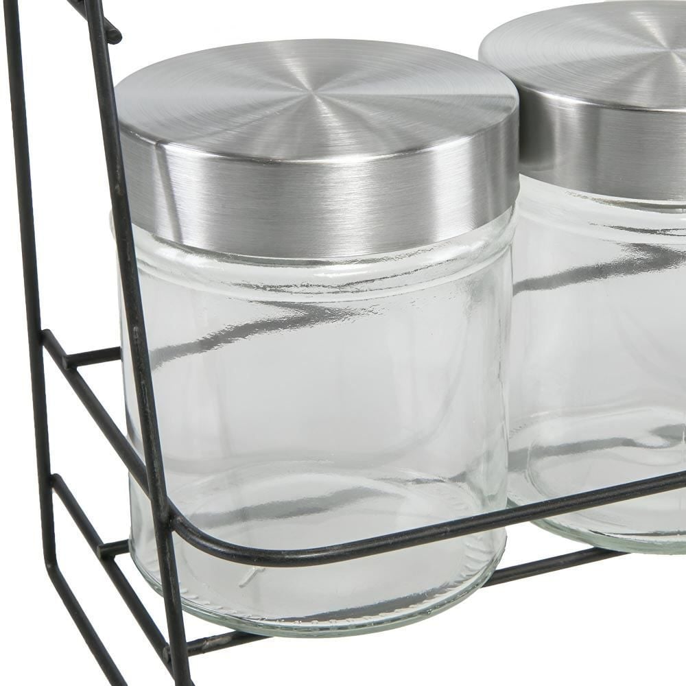 Jogo De Porta Condimentos Com Suporte Havan Casa 8 Peças - Preto