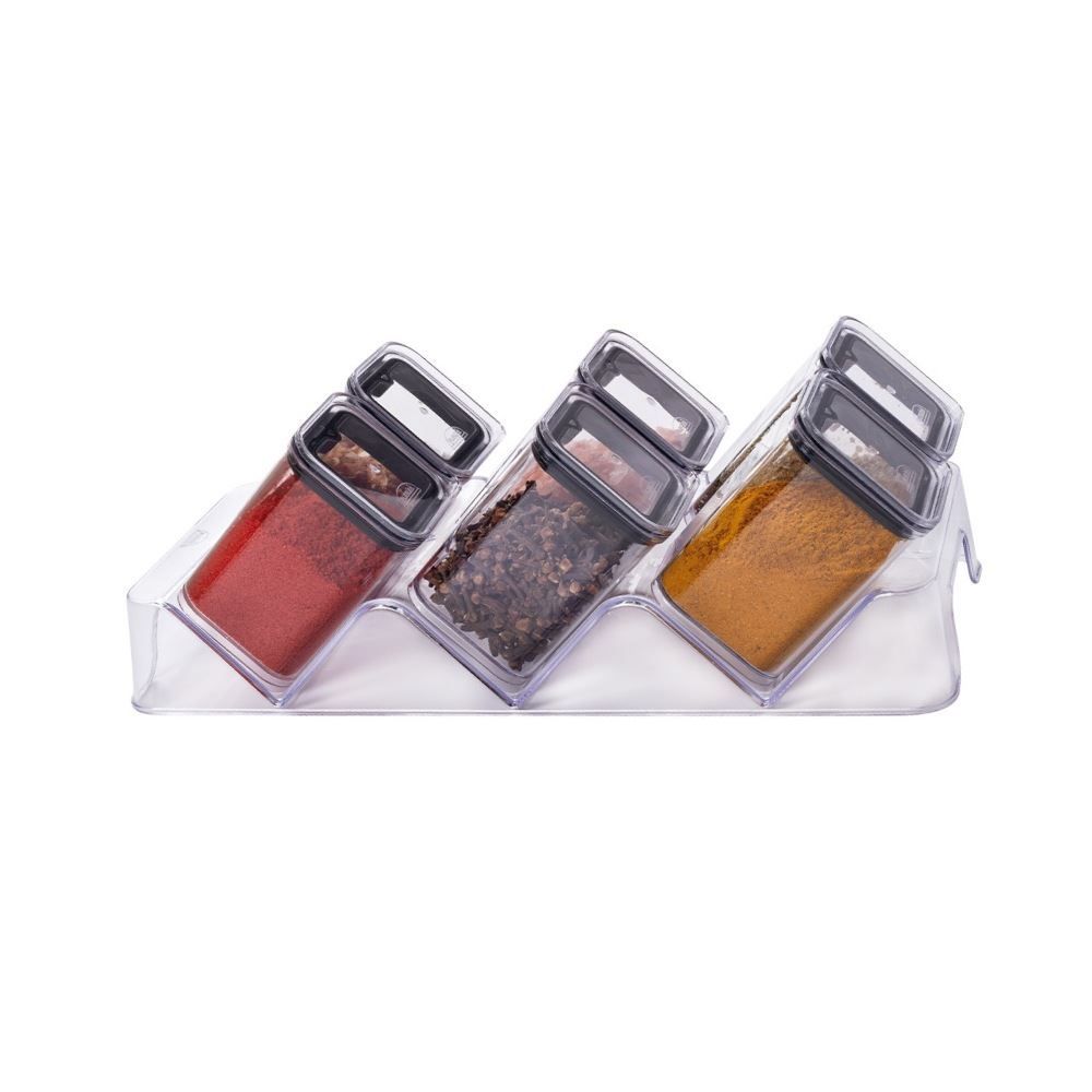 Jogo De Porta Condimentos Cristal Com Suporte Plasútil - 7 Peças