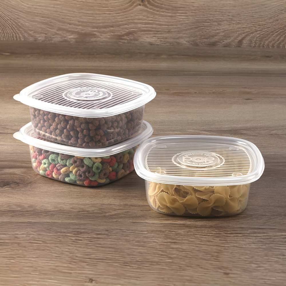 Jogo De Pote Quadrado Pop 1 Litro Plasútil - Transparente