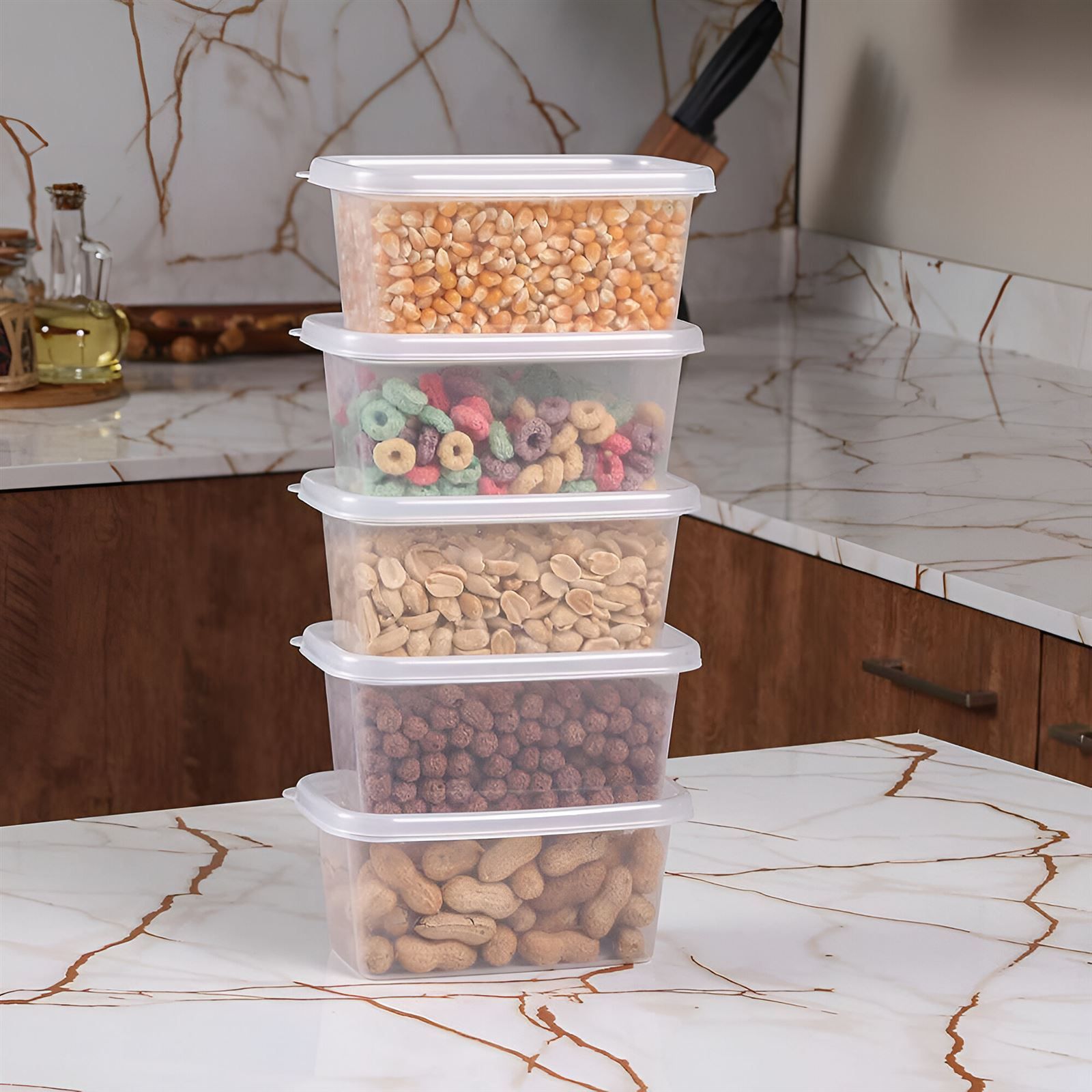 Jogo De Potes Retangular Pop Plasútil 380Ml - 5 Peças