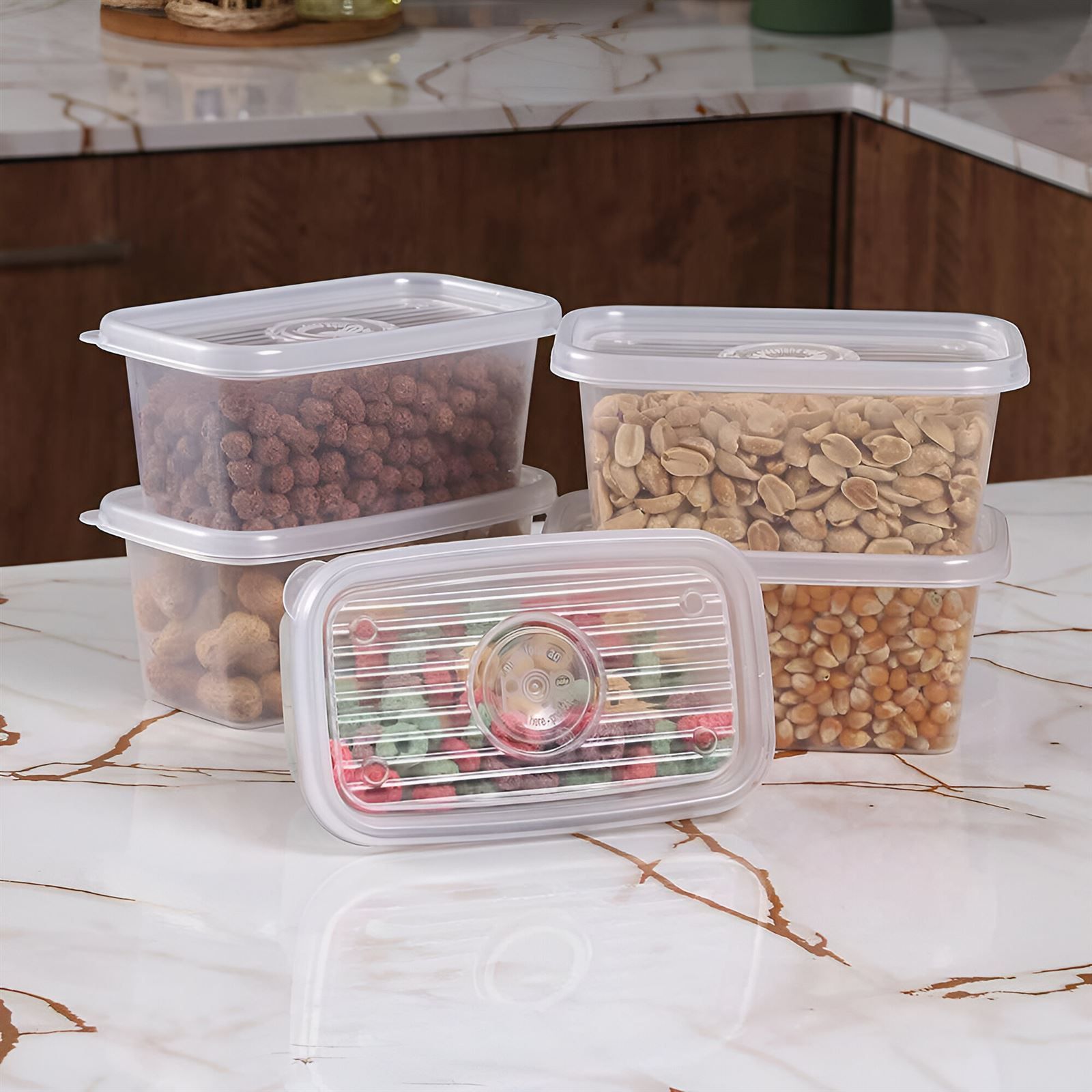 Jogo De Potes Retangular Pop Plasútil 380Ml - 5 Peças