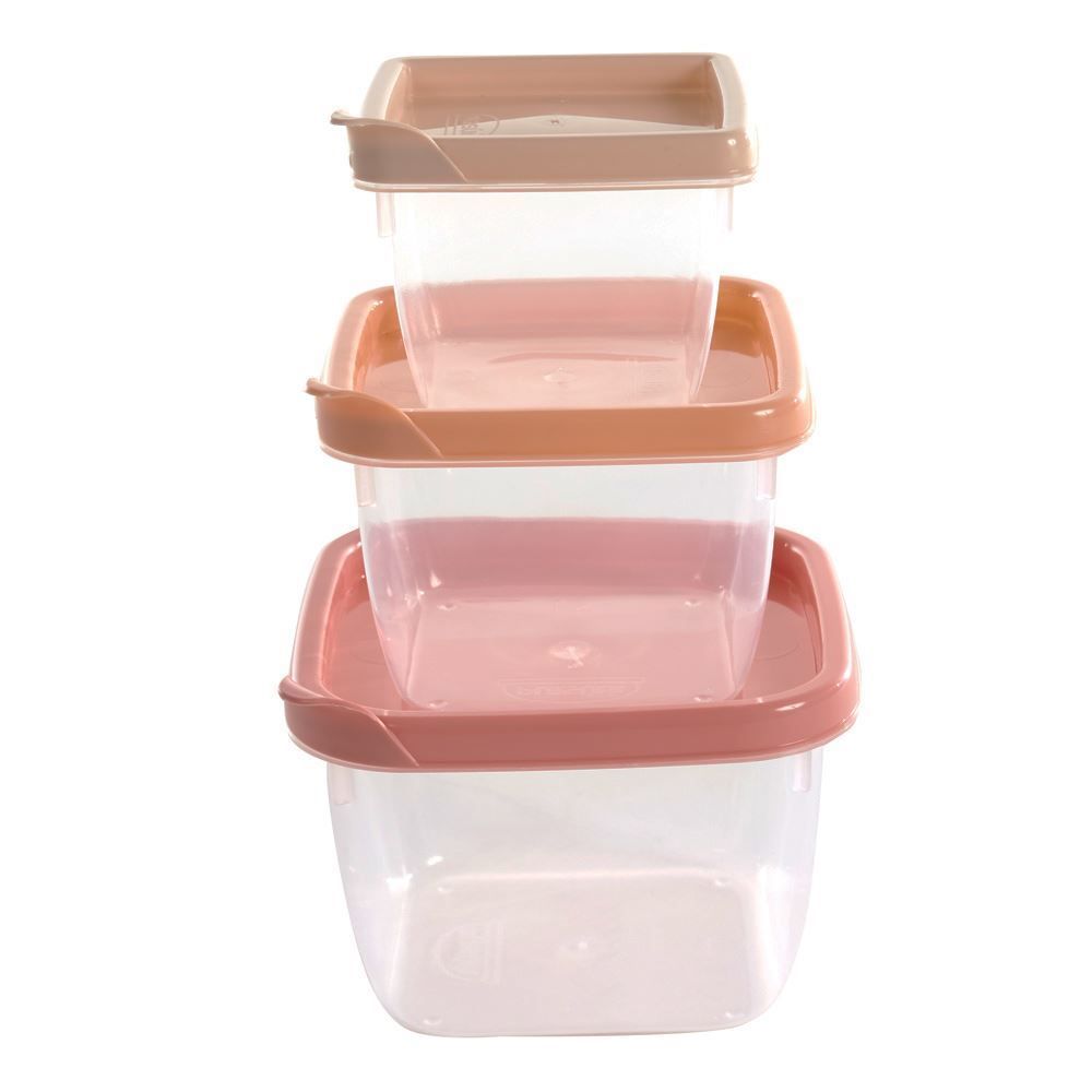 Jogo De Potes Quadrado Plasútil Conect 3 Peças - 14402