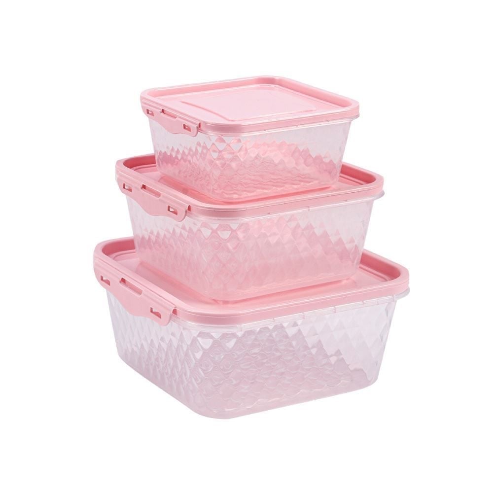 Jogo De Potes Cristal Plasvale 3 Peças - Transparente