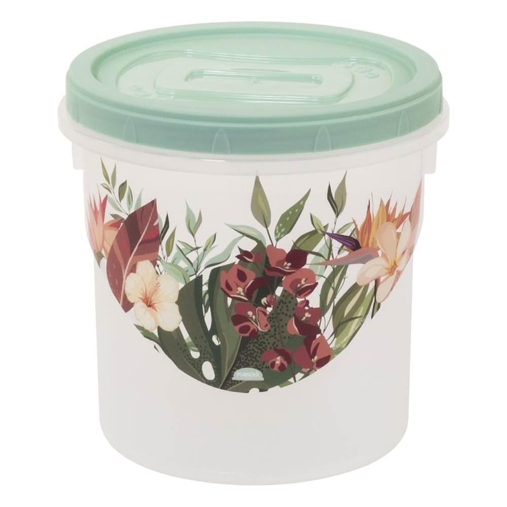 Jogo De Potes De Plástico Rosca Plasútil 3 Peças - Floral
