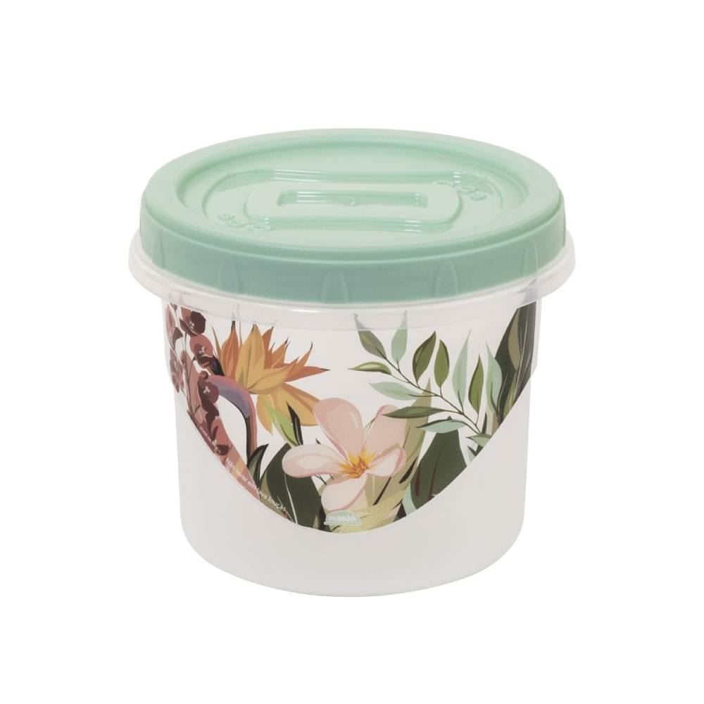 Jogo De Potes De Plástico Rosca Plasútil 3 Peças - Floral