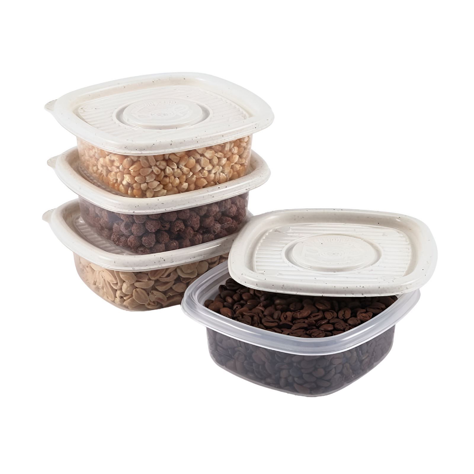 Jogo De Potes Marmorizado Pop Plasútil 400Ml - 4 Peças