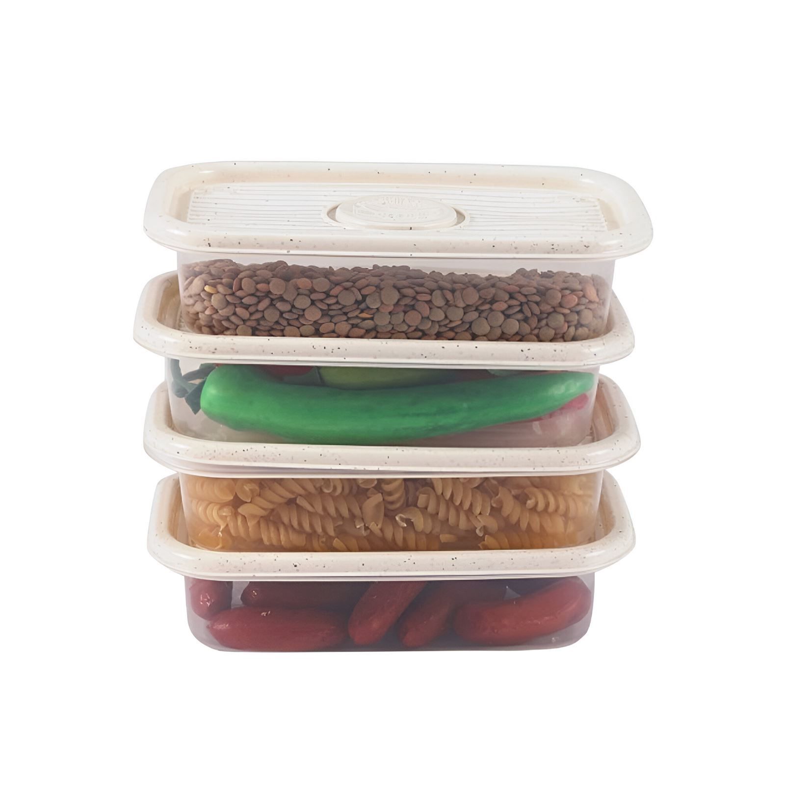 Jogo De Potes Marmorizado Pop Plasútil 520Ml - 4 Peças