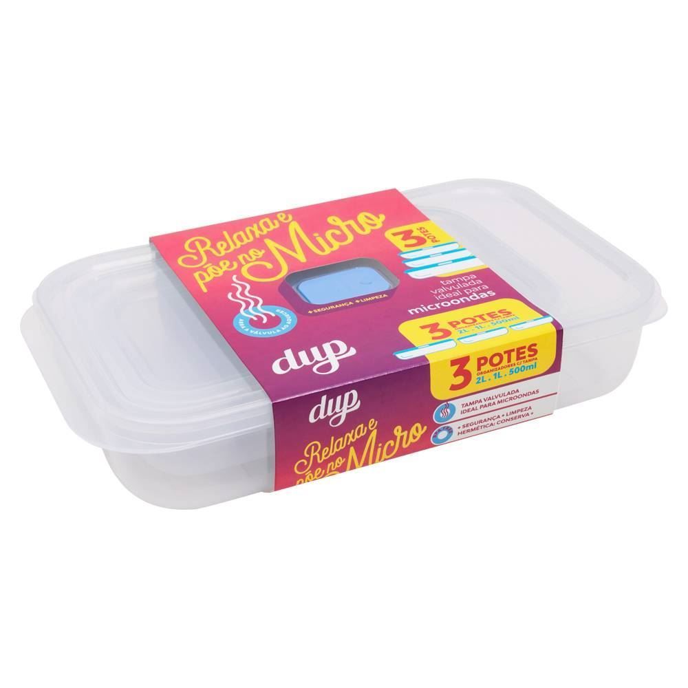 Jogo De Potes Micro-Ondas Dup 3 Peças - Cristal