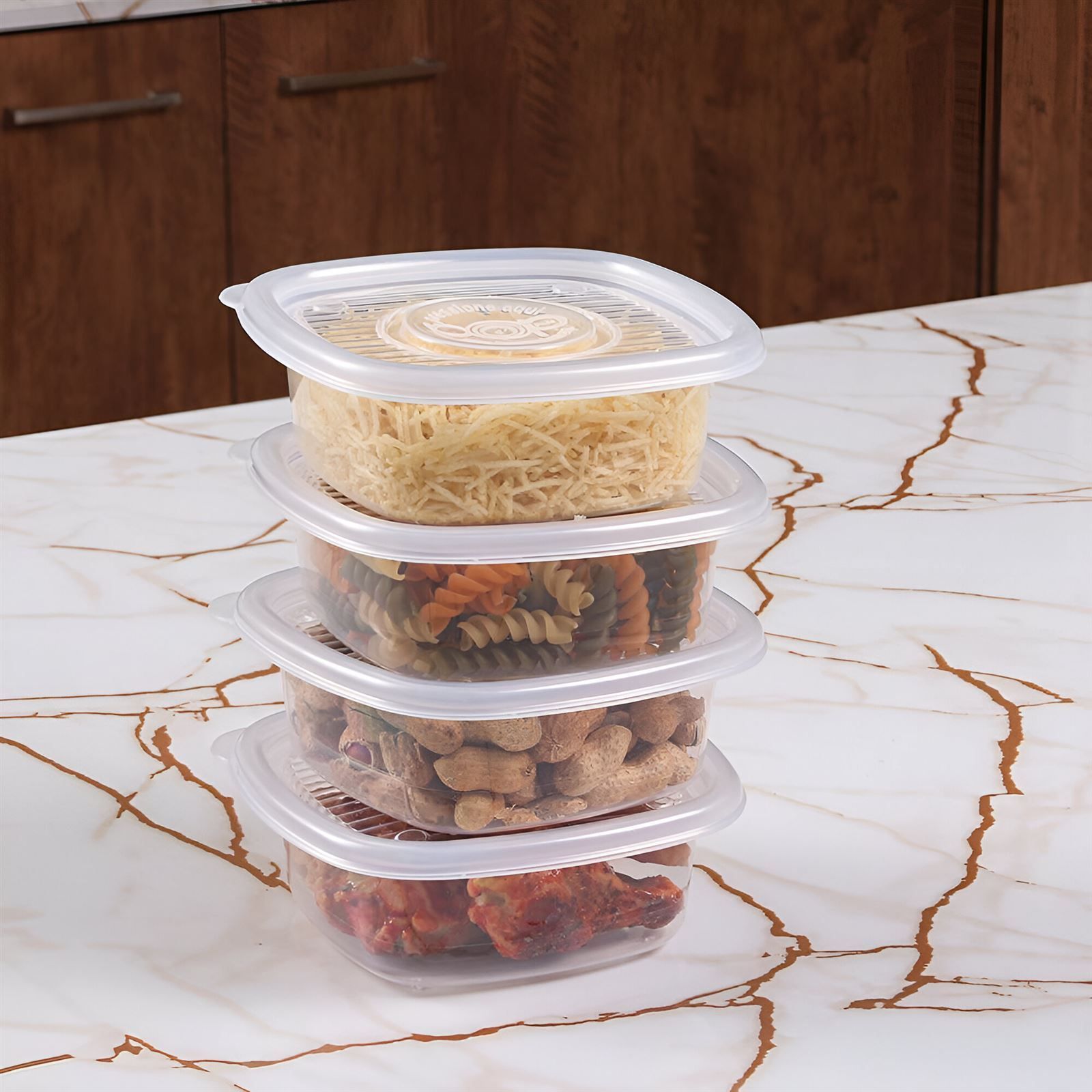 Jogo De Potes Quadrados Pop Plasútil 400Ml - 4 Peças