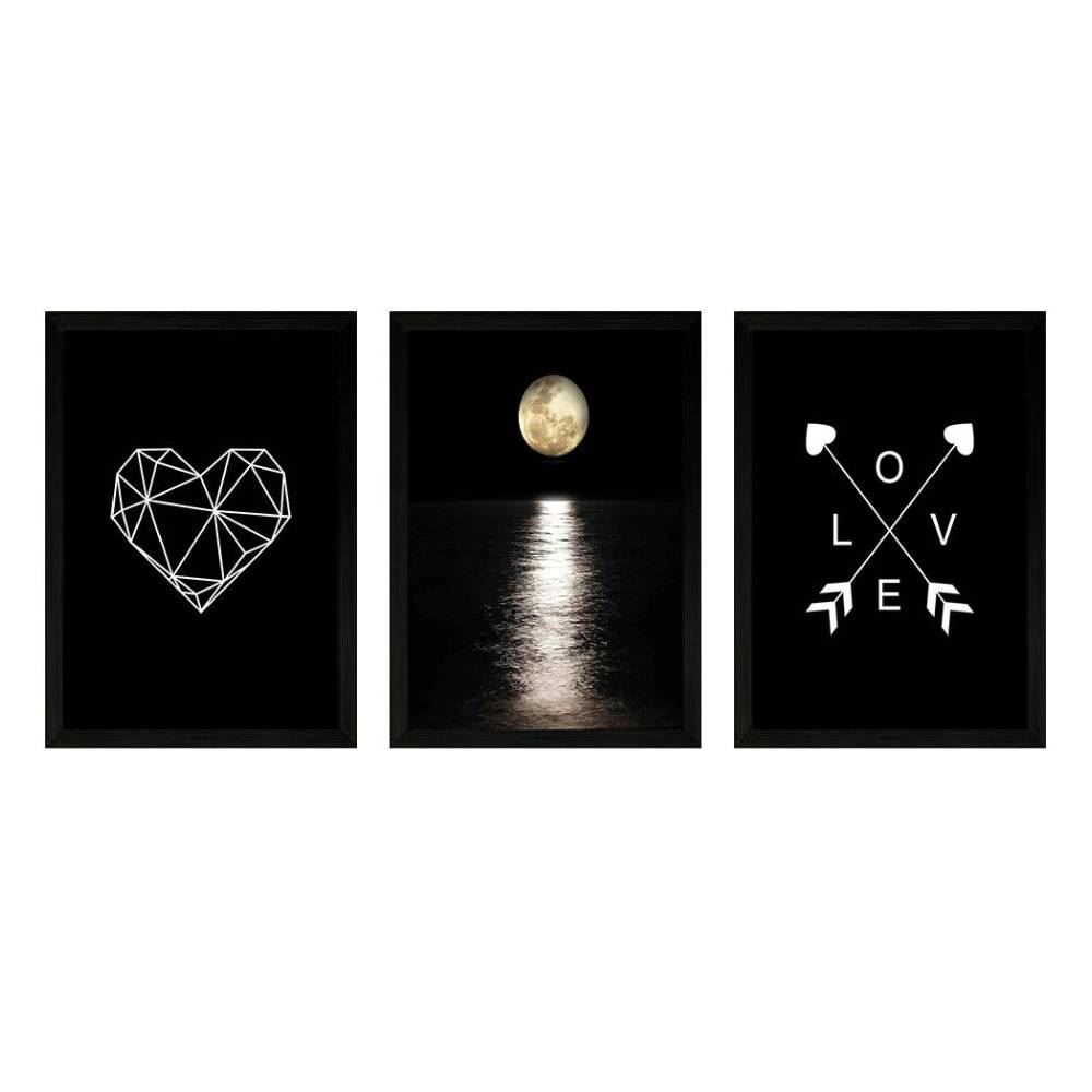Jogo De Quadros Fx Quadros 28Cm 3 Peças - Lua