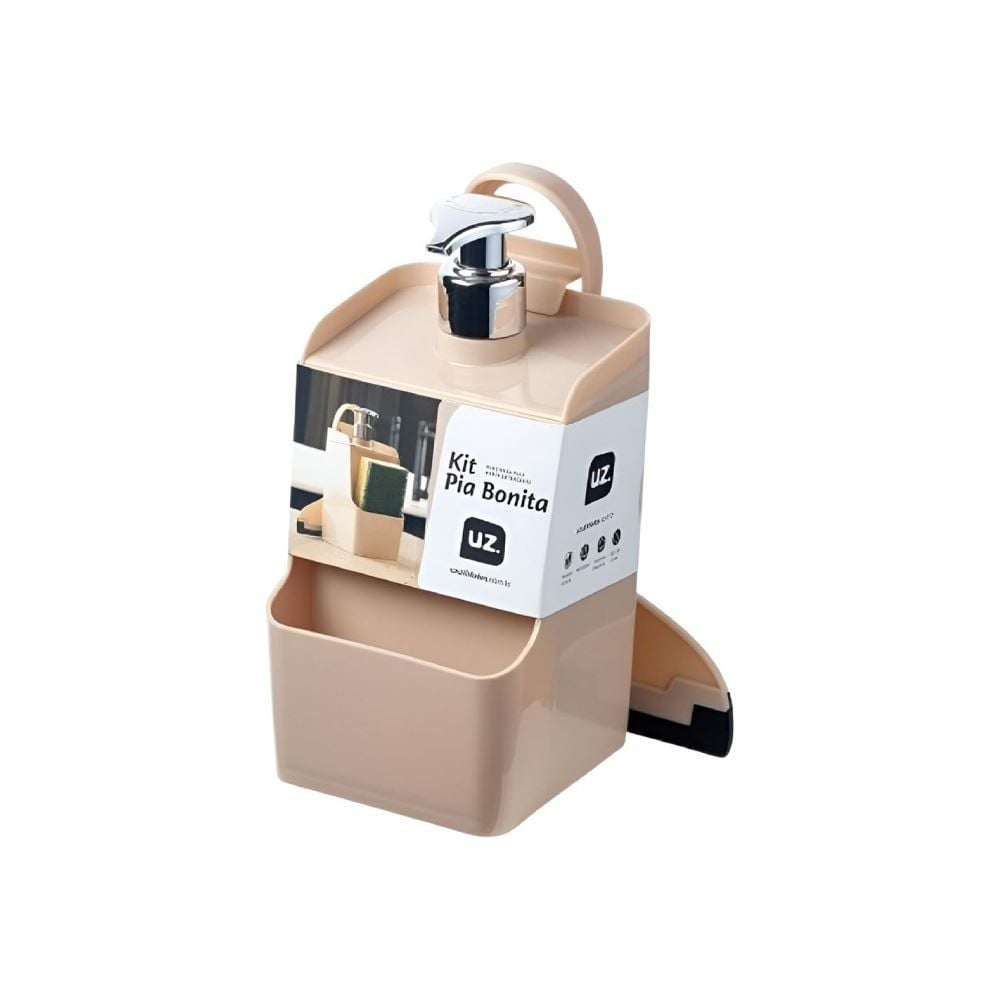 Jogo de Rodo e Dispenser de Detergente Slim Uz 500Ml - Bege