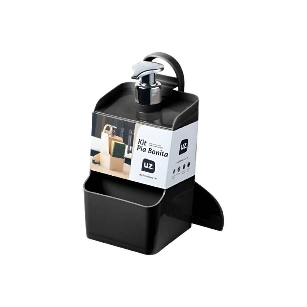 Jogo de Rodo e Dispenser de Detergente Slim Uz 500Ml - Preto 