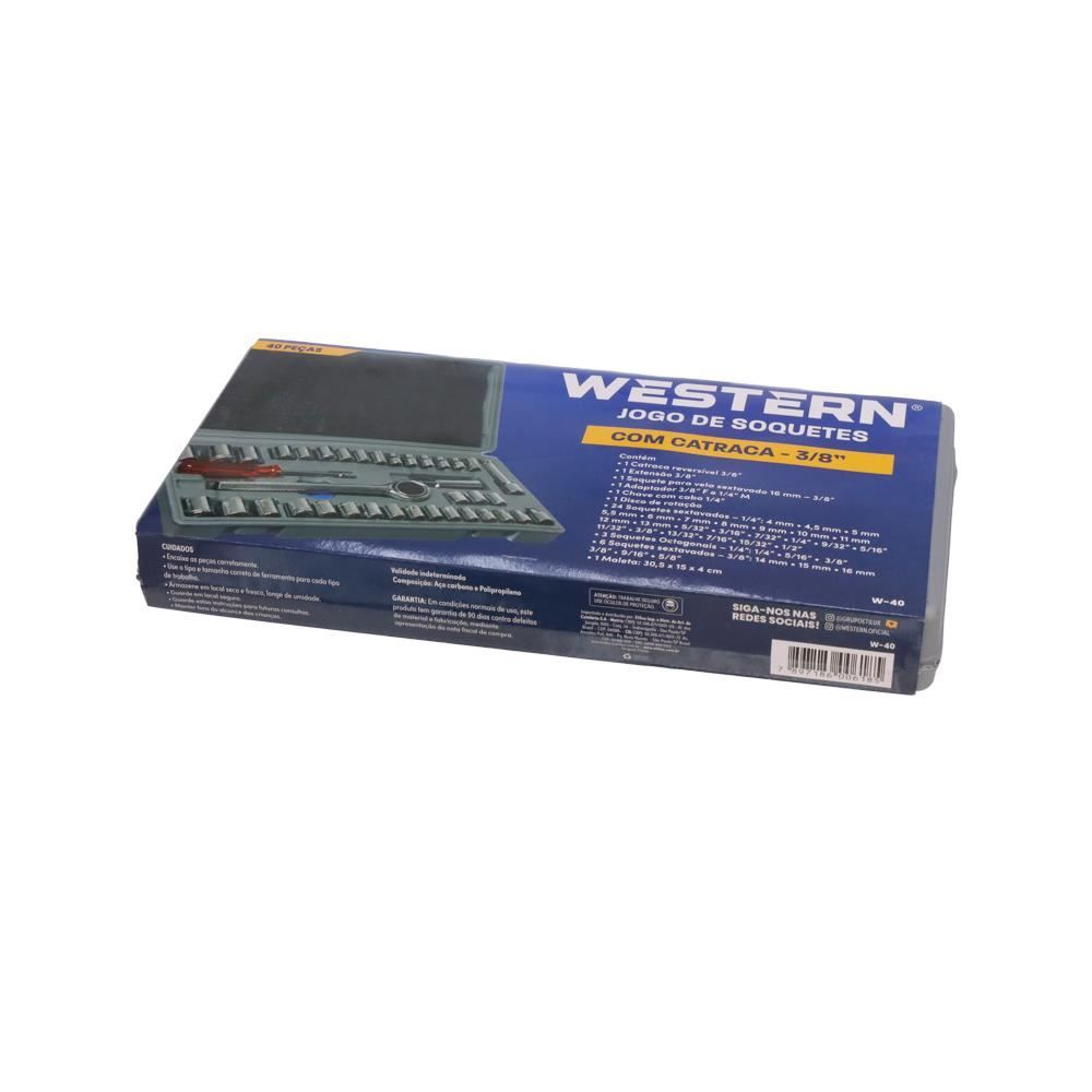 Jogo De Soquete Com 40 Peças Western W40 - Aço