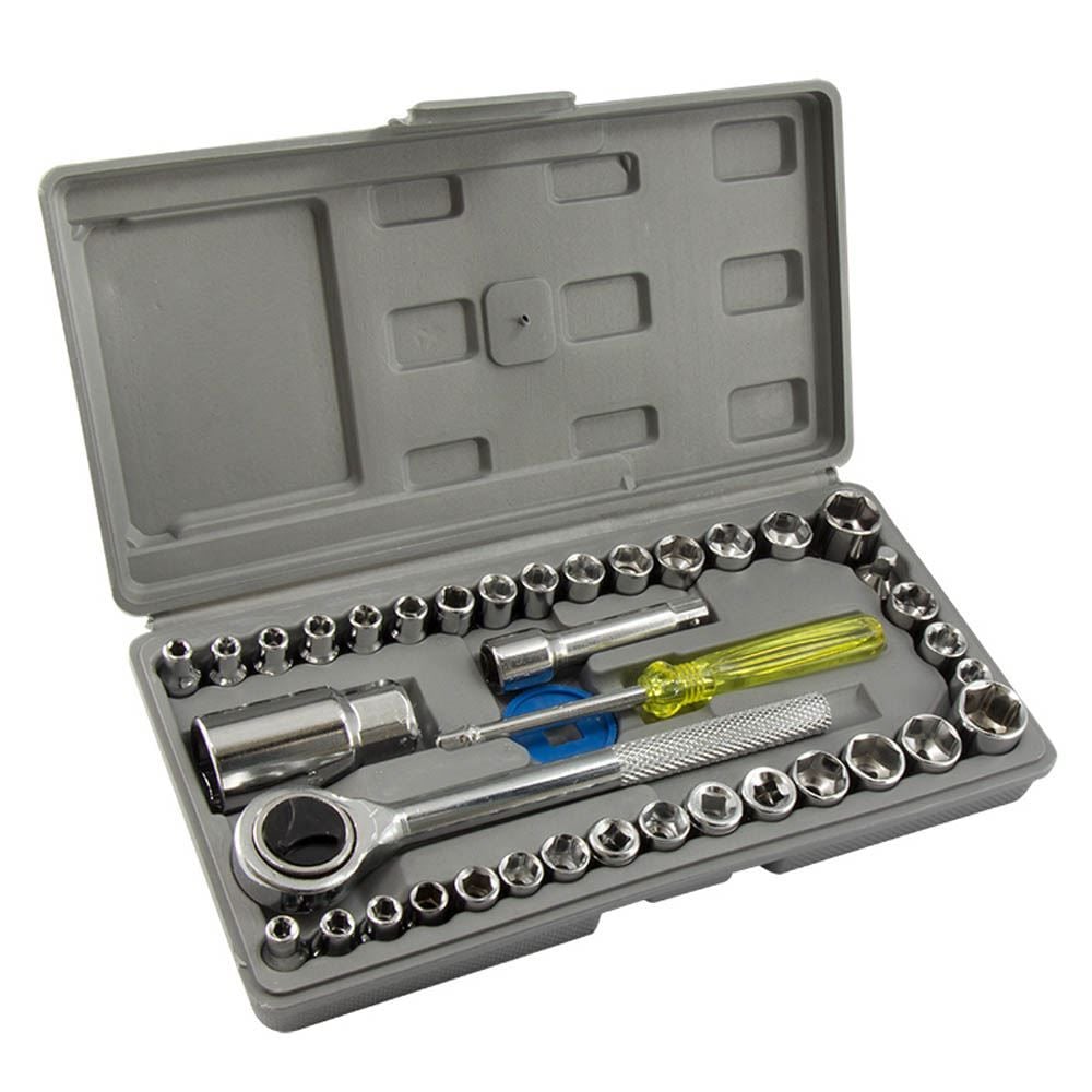 Jogo De Soquete Com Maleta Western 39 Peças - Prata