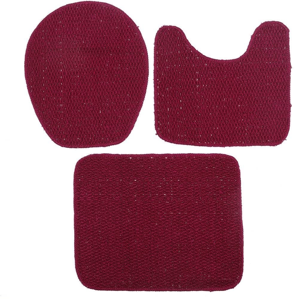 Jogo De Tapete Para Banheiro Onix 3 Peças Havan Casa - Bordô