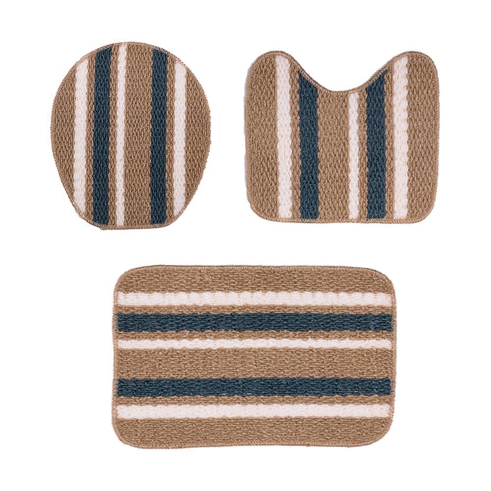 Jogo De Tapete Para Banheiro Onix 3 Peças Havan - Bege Listrado