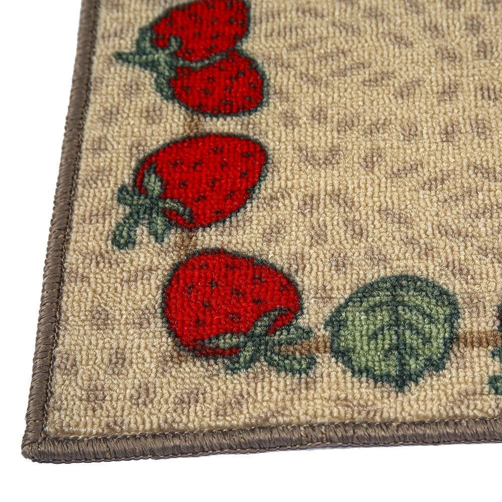 Jogo De Tapetes Napoli Para Cozinha 2 Peças Havan - Morangos Taupe